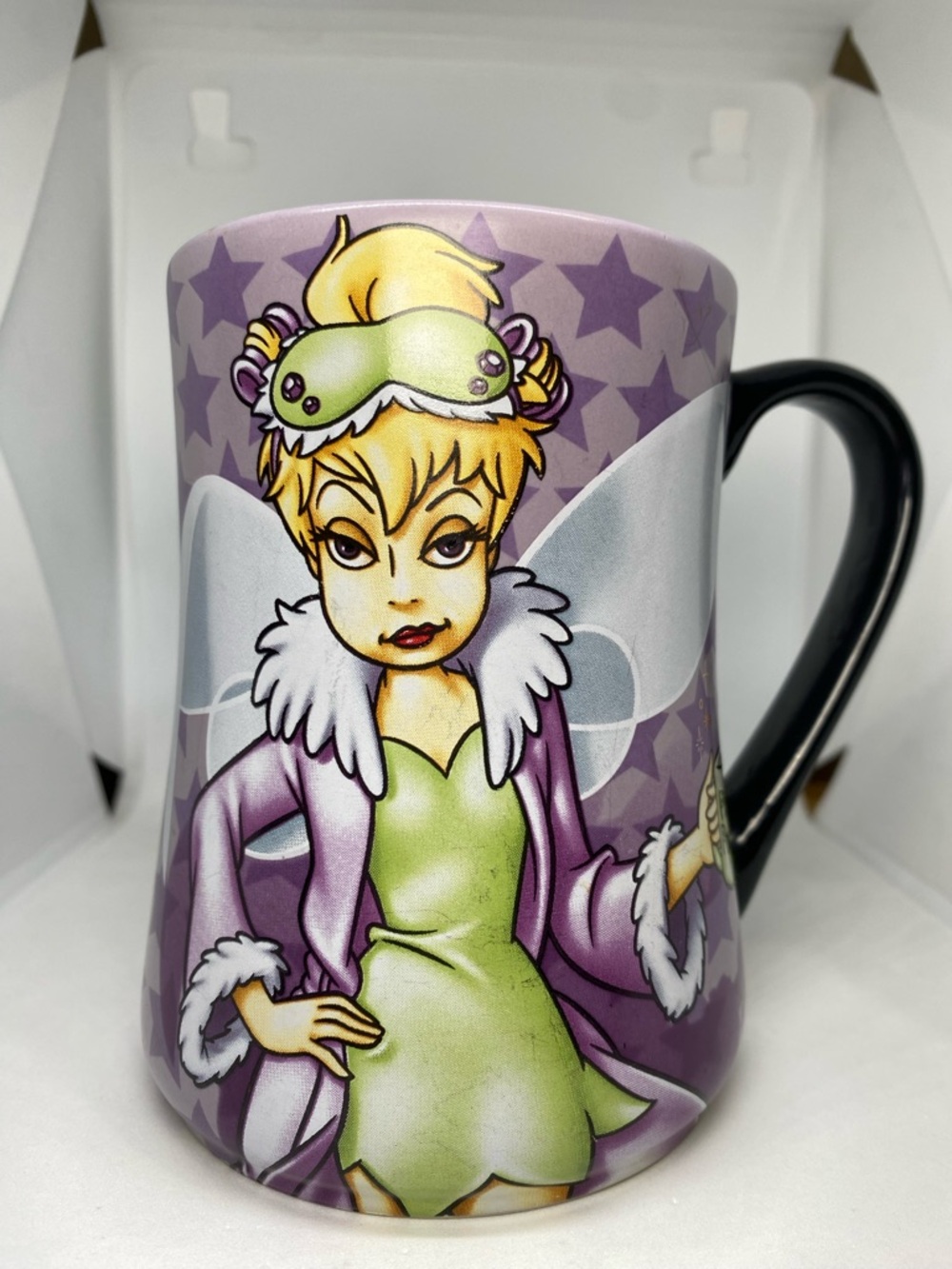 Disney Parks Tinker Bell Mornings Aren't Magical Mug Cup Pixie Dust Purple Green